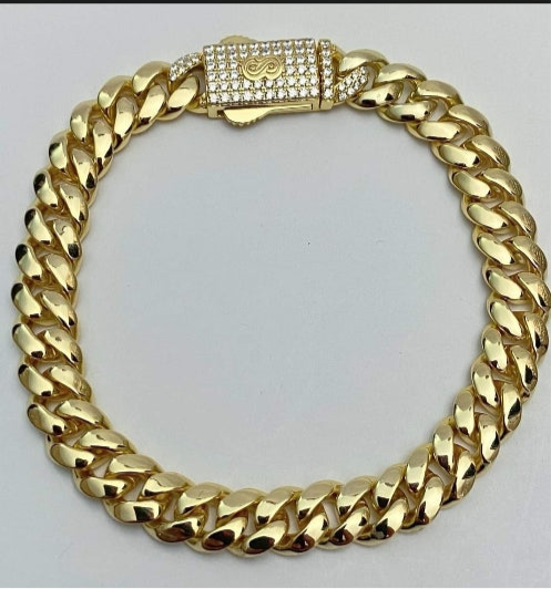 Pulsera Cubana Mónaco 8mm Plata 925 Italy