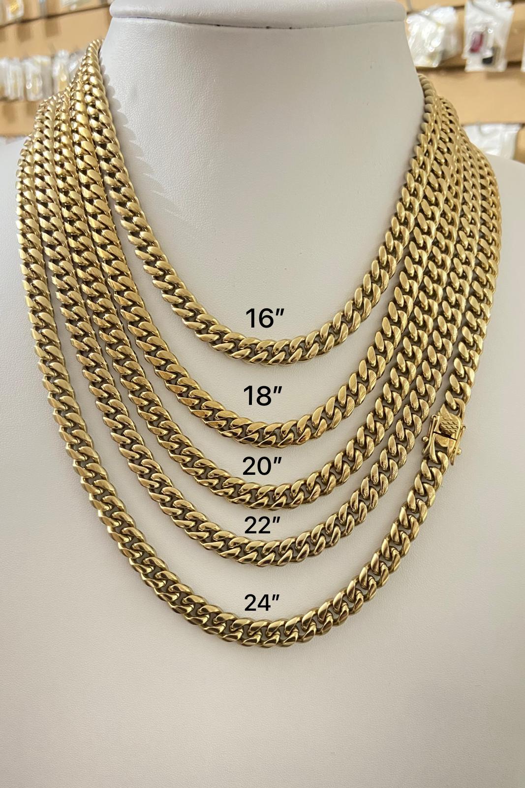 Cubana Miami 8mm S.Steel 316L Baño Oro 14k