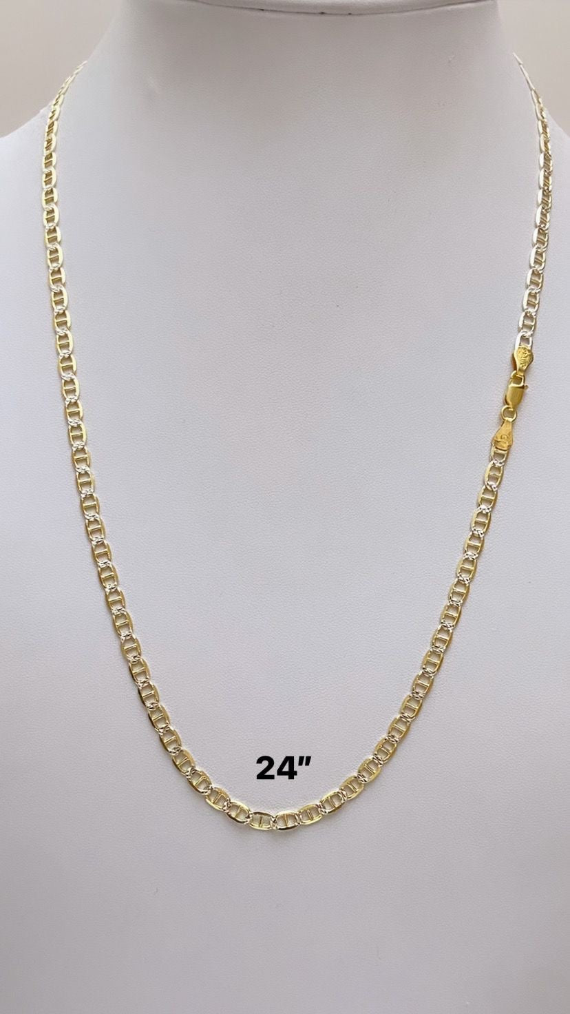 Gucci chain 6MM, 2 Tones Plata 925 Italy