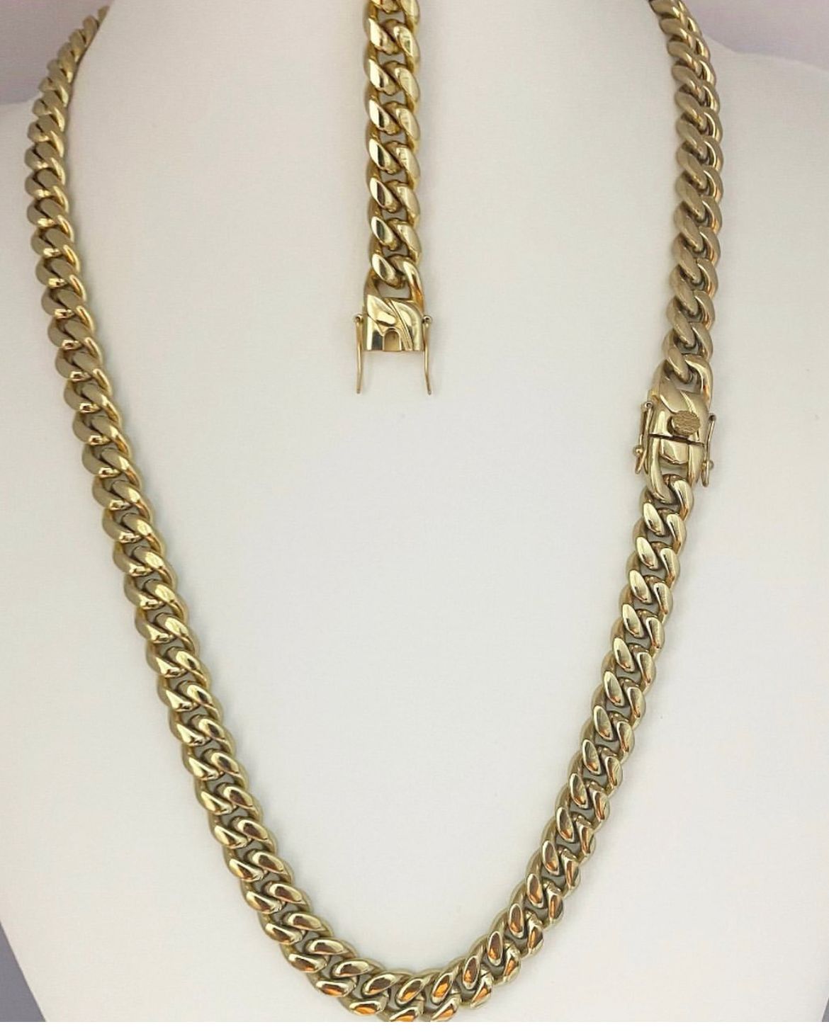 Collana Con Catena Cubana Miami In Oro Massiccio 14 Carati, Catena - Foto 6