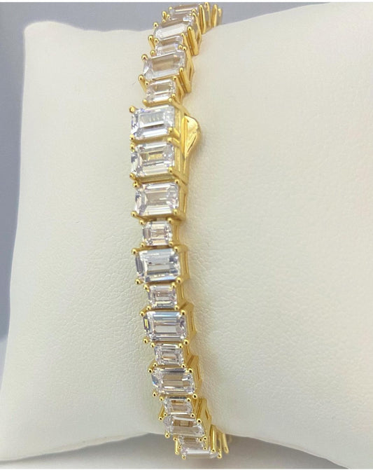 Pulsera Tennichain Baguette Plata 925 Italy