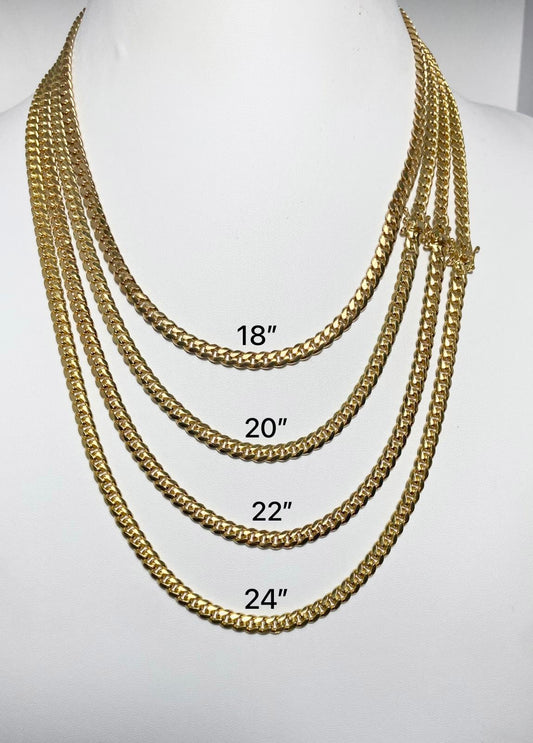 Set Cubana Miami 5mm /Plata 925 /Baño Oro 14k